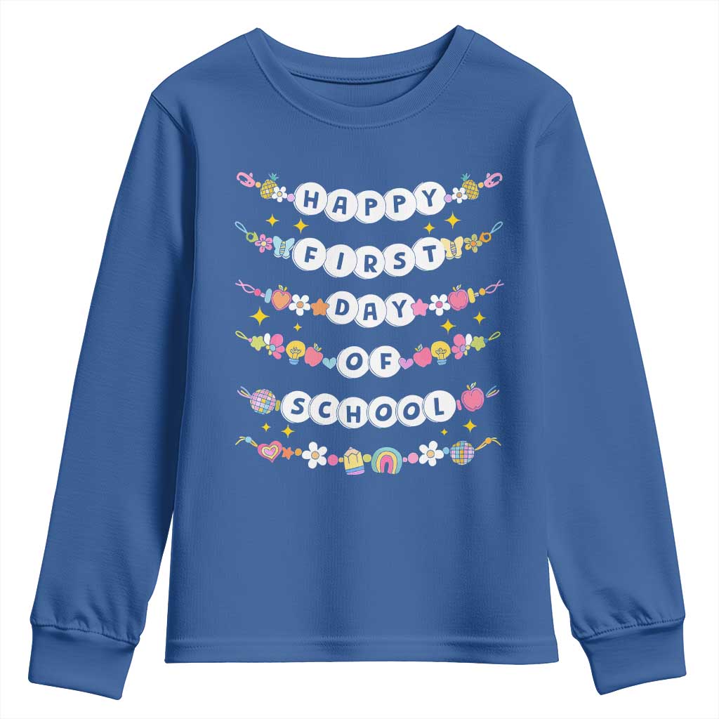 Happy First Day Of School Youth Sweatshirt Teacher Kids Back To School Bracelets - Wonder Print Shop