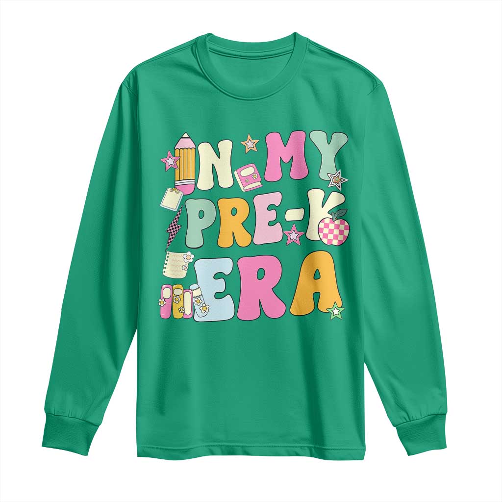 In My Pre-K Era Long Sleeve Shirt Girl Back To School Cute PreSchool Teacher - Wonder Print Shop