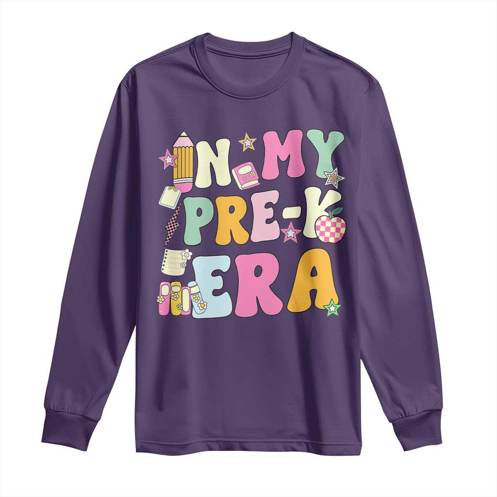 In My Pre-K Era Long Sleeve Shirt Girl Back To School Cute PreSchool Teacher - Wonder Print Shop