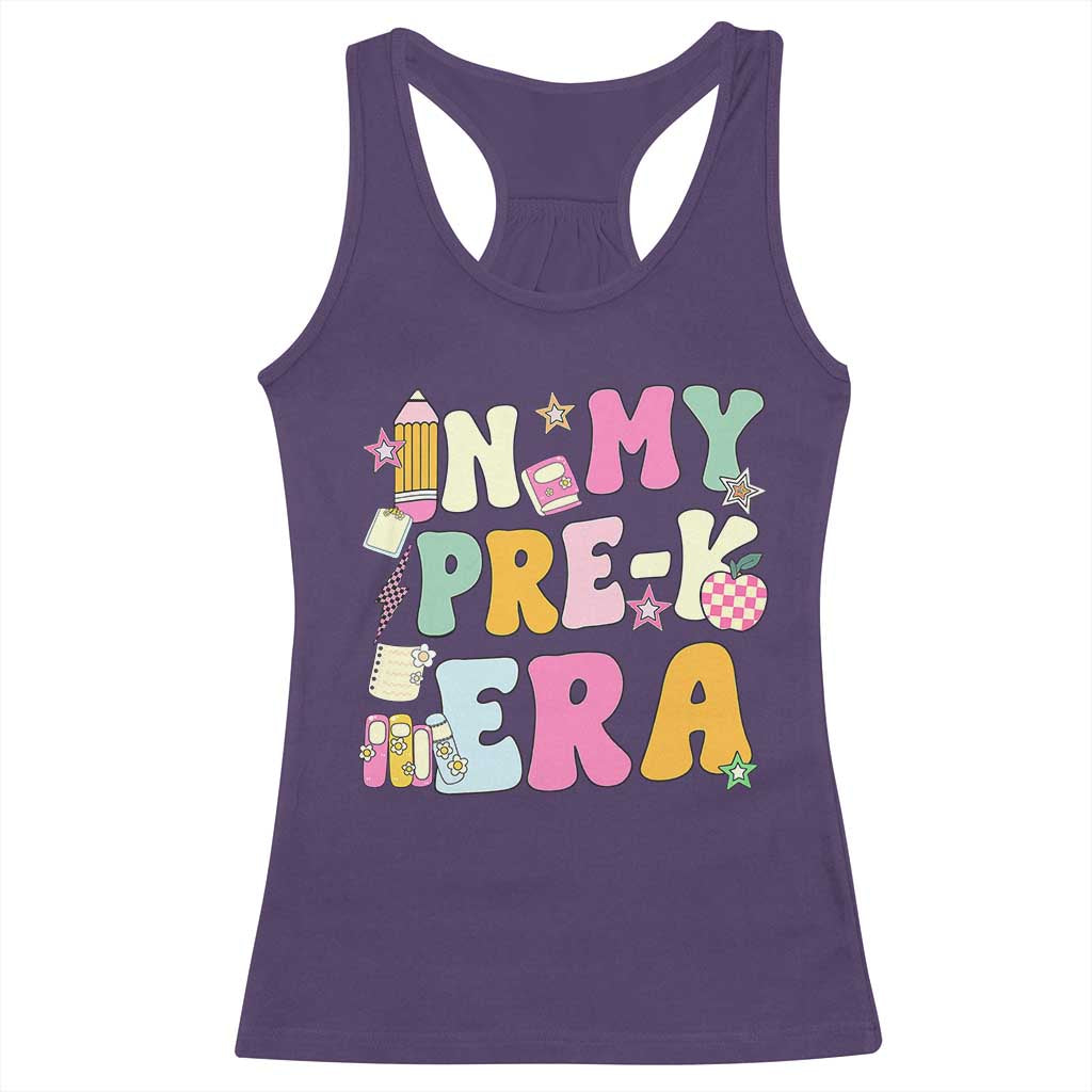 In My Pre-K Era Racerback Tank Top Girl Back To School Cute PreSchool Teacher - Wonder Print Shop