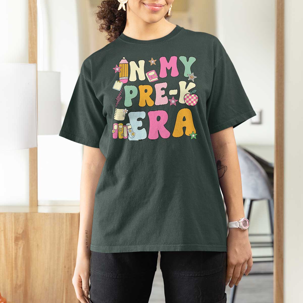 In My Pre-K Era T Shirt For Women Girl Back To School Cute PreSchool Teacher - Wonder Print Shop