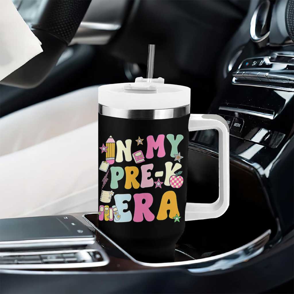 In My Pre-K Era Tumbler With Handle Girl Back To School Cute PreSchool Teacher - Wonder Print Shop