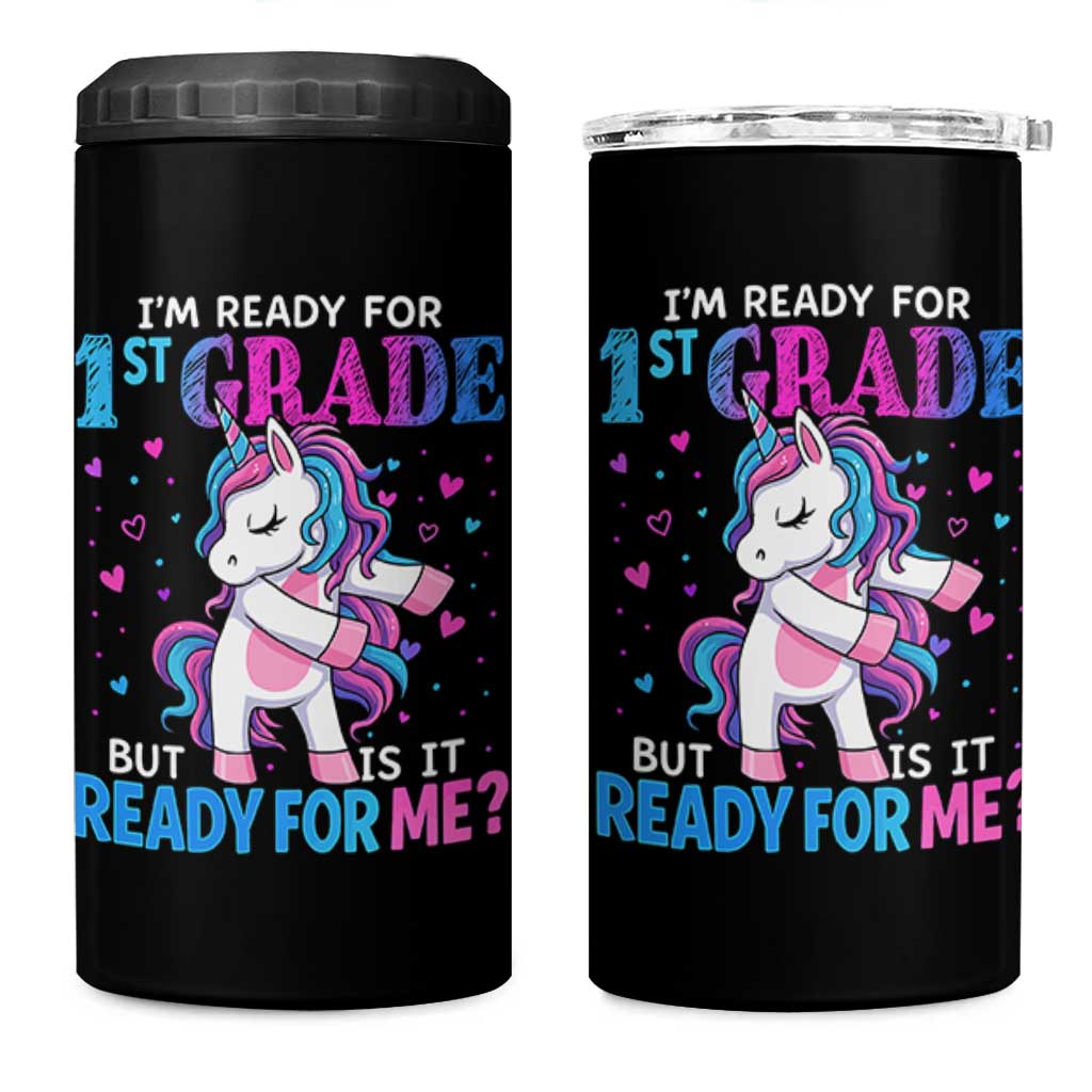 Funny Back To School 1st Grade 4 in 1 Can Cooler Tumbler First Grade Unicorn Girls - Wonder Print Shop