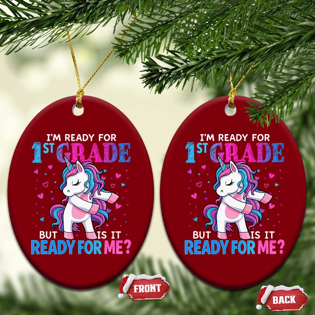 Funny Back To School 1st Grade Ceramic Ornament First Grade Unicorn Girls - Wonder Print Shop