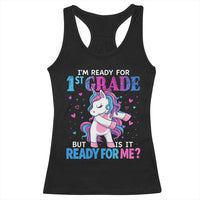Funny Back To School 1st Grade Racerback Tank Top First Grade Unicorn Girls - Wonder Print Shop