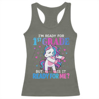 Funny Back To School 1st Grade Racerback Tank Top First Grade Unicorn Girls - Wonder Print Shop