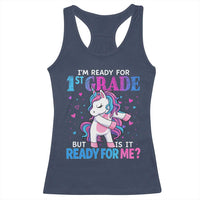 Funny Back To School 1st Grade Racerback Tank Top First Grade Unicorn Girls - Wonder Print Shop