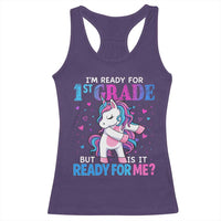 Funny Back To School 1st Grade Racerback Tank Top First Grade Unicorn Girls - Wonder Print Shop