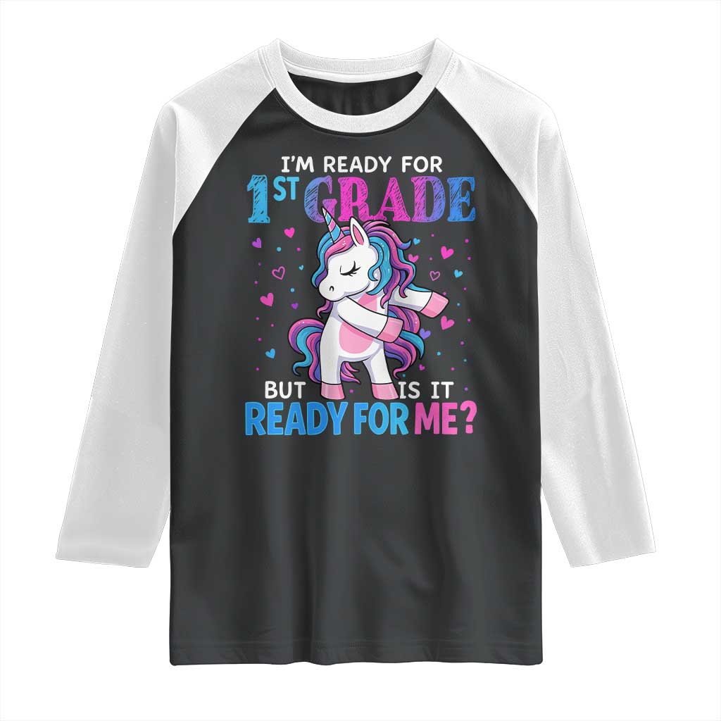 Funny Back To School 1st Grade Raglan Shirt First Grade Unicorn Girls - Wonder Print Shop