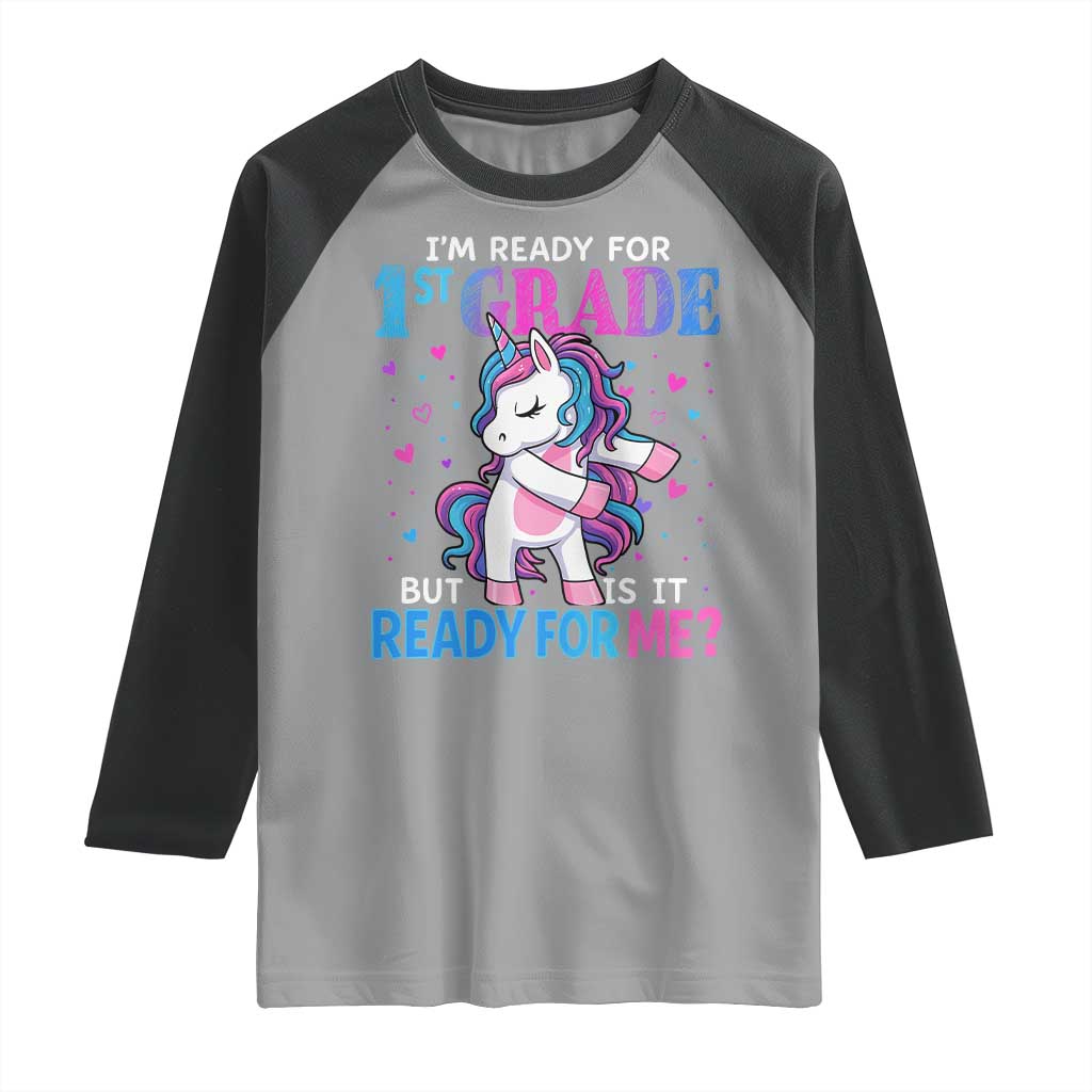 Funny Back To School 1st Grade Raglan Shirt First Grade Unicorn Girls - Wonder Print Shop
