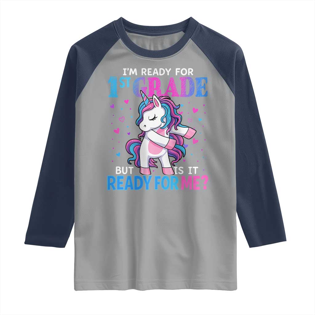 Funny Back To School 1st Grade Raglan Shirt First Grade Unicorn Girls - Wonder Print Shop