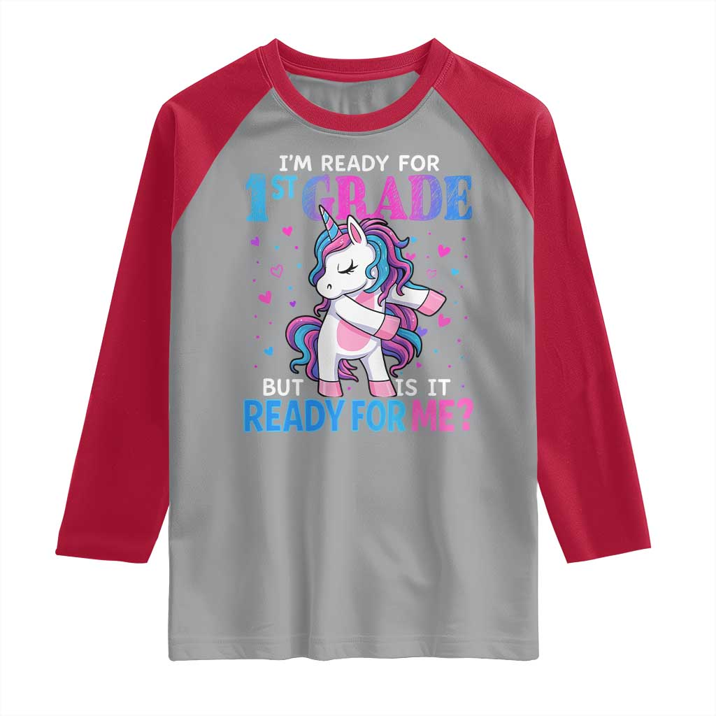 Funny Back To School 1st Grade Raglan Shirt First Grade Unicorn Girls - Wonder Print Shop