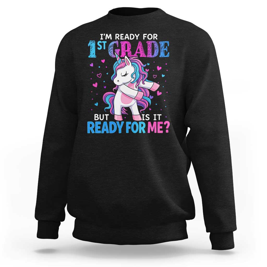 Funny Back To School 1st Grade Sweatshirt First Grade Unicorn Girls - Wonder Print Shop