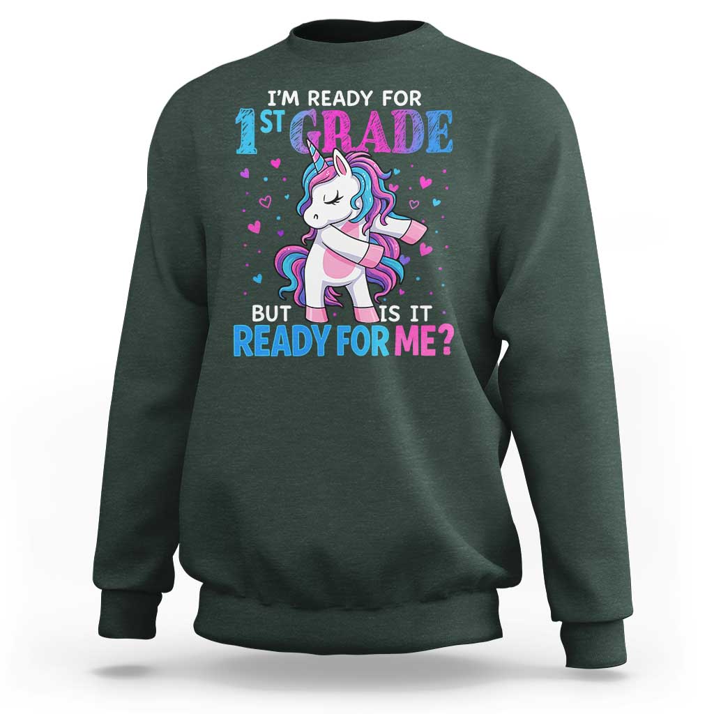 Funny Back To School 1st Grade Sweatshirt First Grade Unicorn Girls - Wonder Print Shop