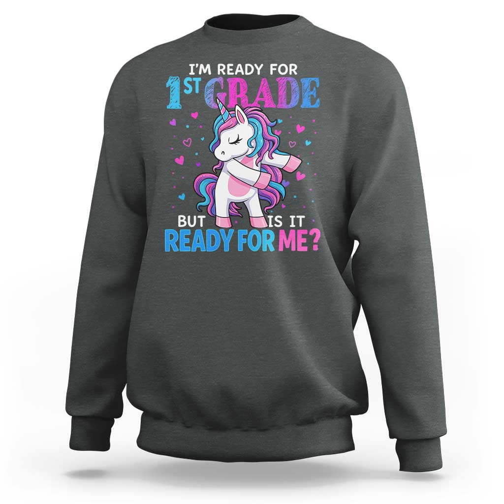 Funny Back To School 1st Grade Sweatshirt First Grade Unicorn Girls - Wonder Print Shop
