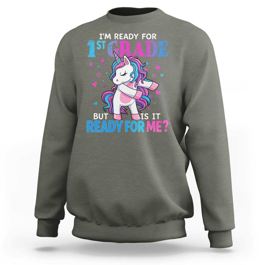 Funny Back To School 1st Grade Sweatshirt First Grade Unicorn Girls - Wonder Print Shop