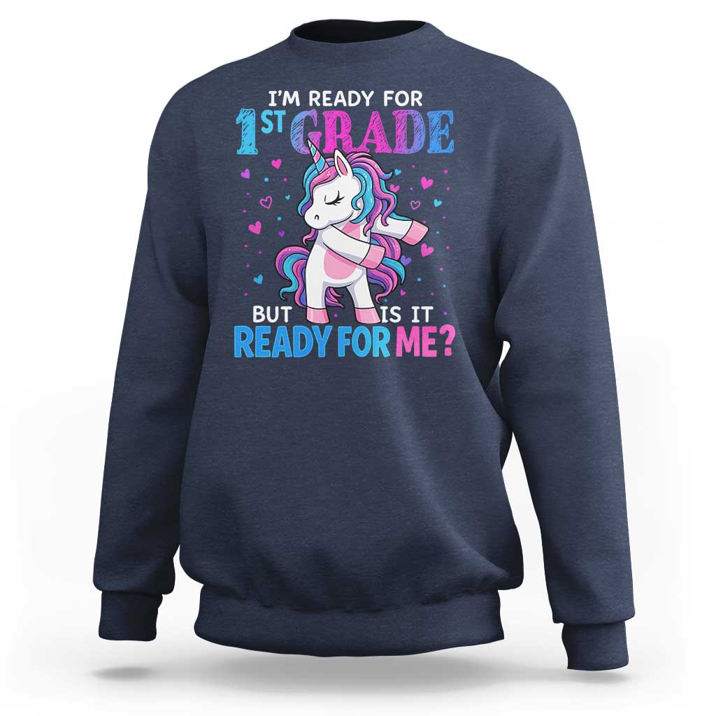 Funny Back To School 1st Grade Sweatshirt First Grade Unicorn Girls - Wonder Print Shop