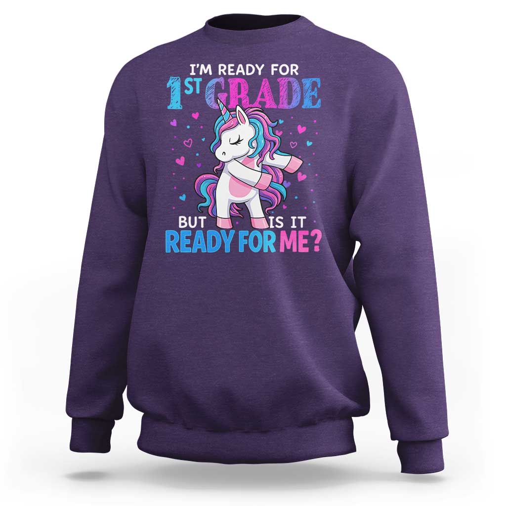 Funny Back To School 1st Grade Sweatshirt First Grade Unicorn Girls - Wonder Print Shop