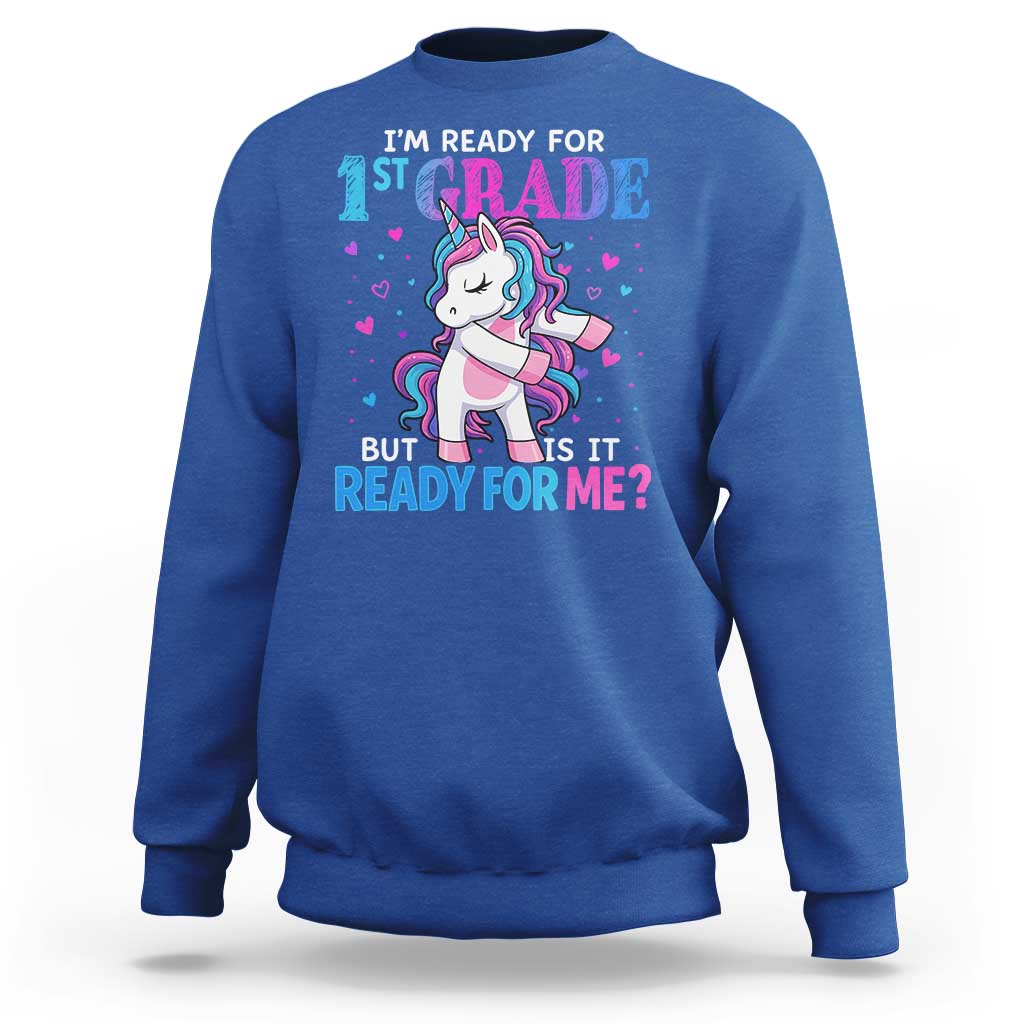Funny Back To School 1st Grade Sweatshirt First Grade Unicorn Girls - Wonder Print Shop