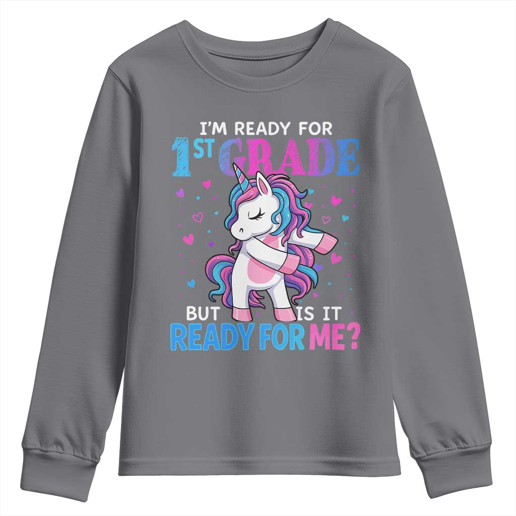 Funny Back To School 1st Grade Youth Sweatshirt First Grade Unicorn Girls - Wonder Print Shop