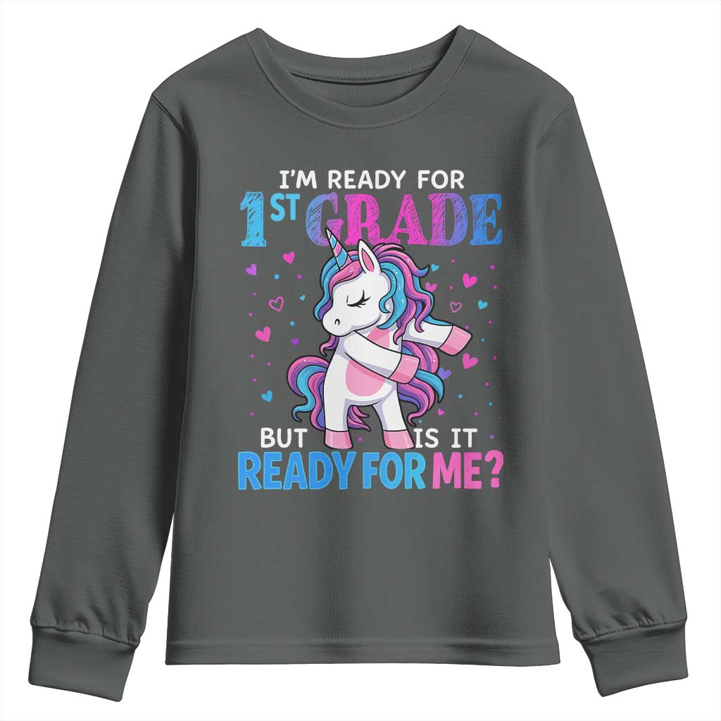 Funny Back To School 1st Grade Youth Sweatshirt First Grade Unicorn Girls - Wonder Print Shop