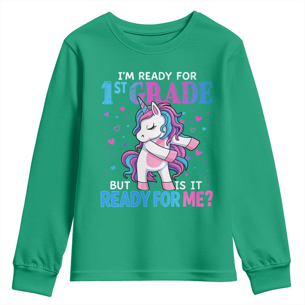 Funny Back To School 1st Grade Youth Sweatshirt First Grade Unicorn Girls - Wonder Print Shop
