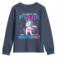Funny Back To School 1st Grade Youth Sweatshirt First Grade Unicorn Girls - Wonder Print Shop