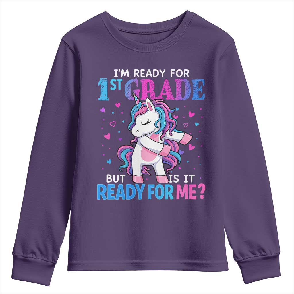 Funny Back To School 1st Grade Youth Sweatshirt First Grade Unicorn Girls - Wonder Print Shop