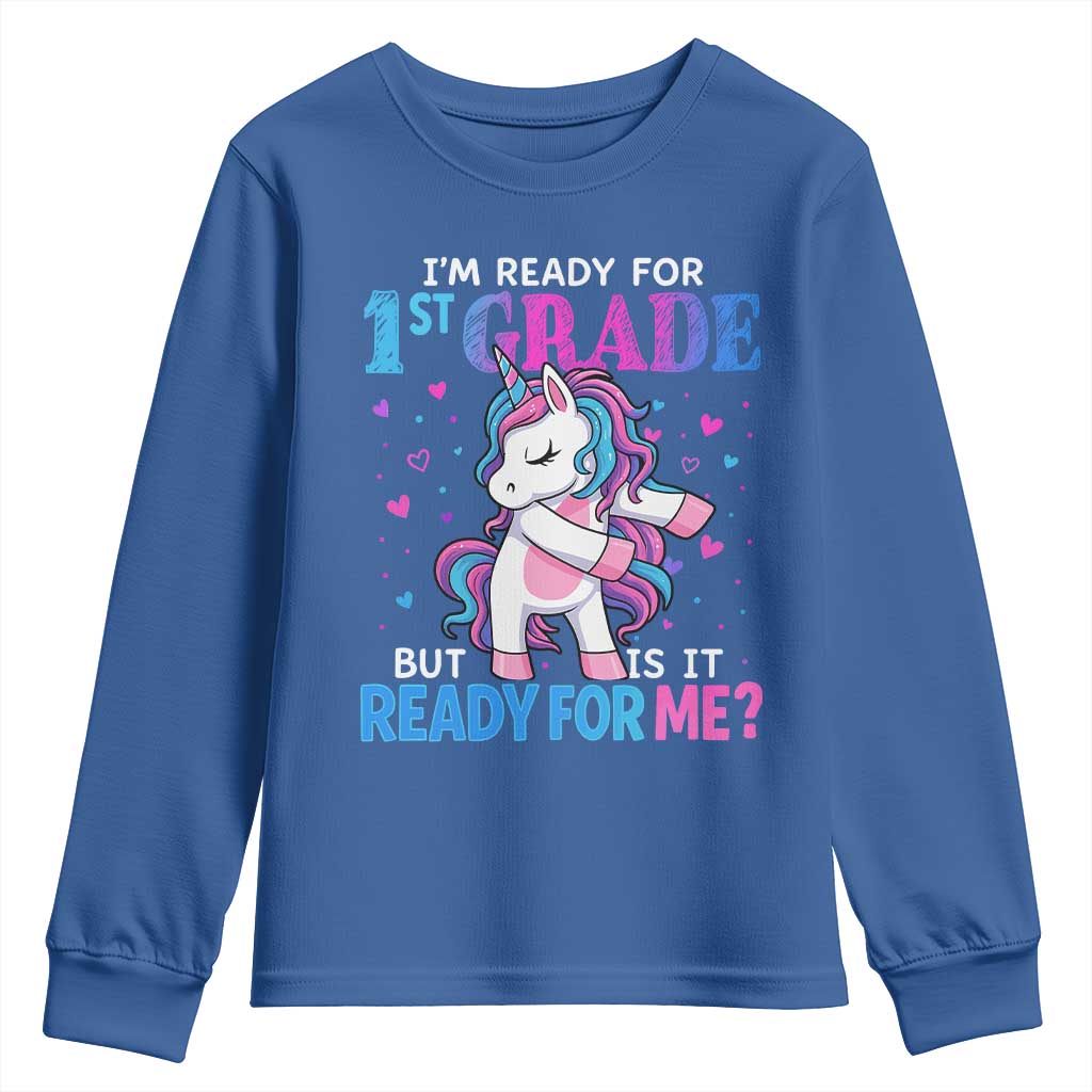 Funny Back To School 1st Grade Youth Sweatshirt First Grade Unicorn Girls - Wonder Print Shop