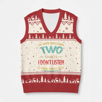 Funny Husband V-Neck Knit Sweater Vest Retro My Wife Says I Only Have Two Faults
