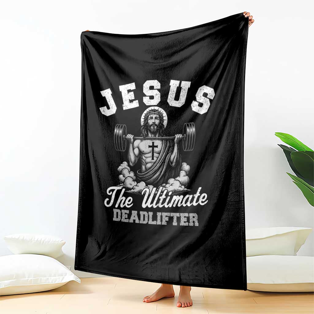 Jesus Deadlifting Throw Blanket The Ultimate Deadlifter Christian