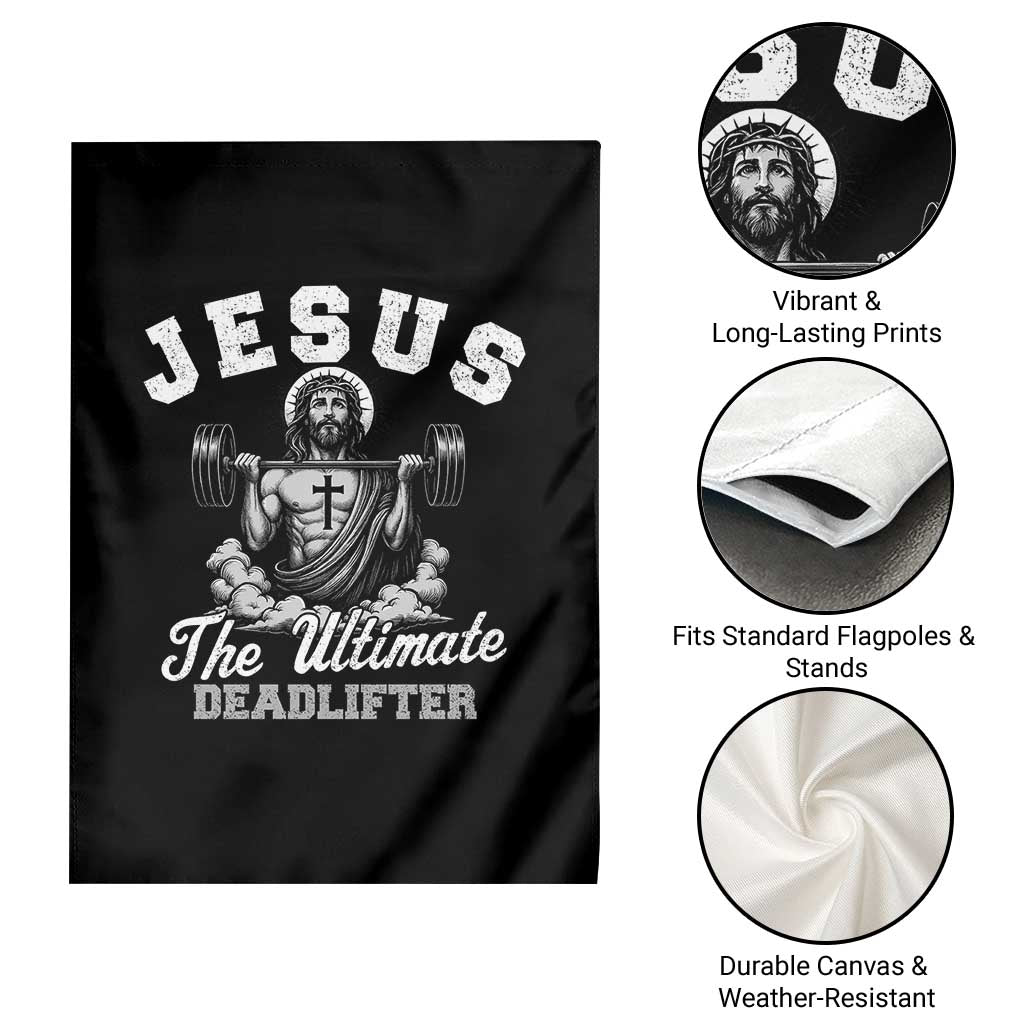 Jesus Deadlifting Garden Flag The Ultimate Deadlifter Christian