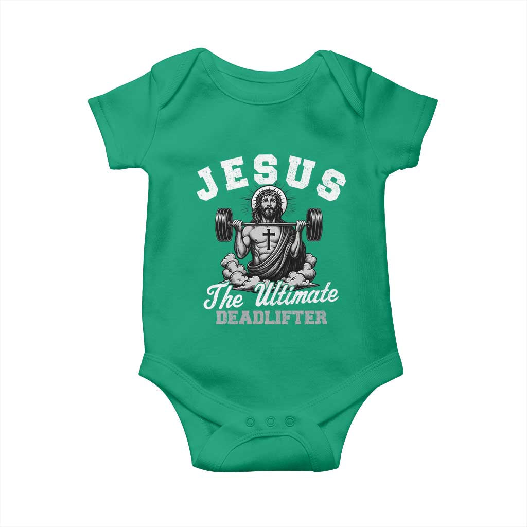 Jesus Deadlifting Baby Onesie The Ultimate Deadlifter Christian