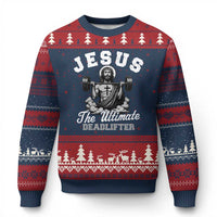 Jesus Deadlifting Ugly Christmas Sweater The Ultimate Deadlifter Christian