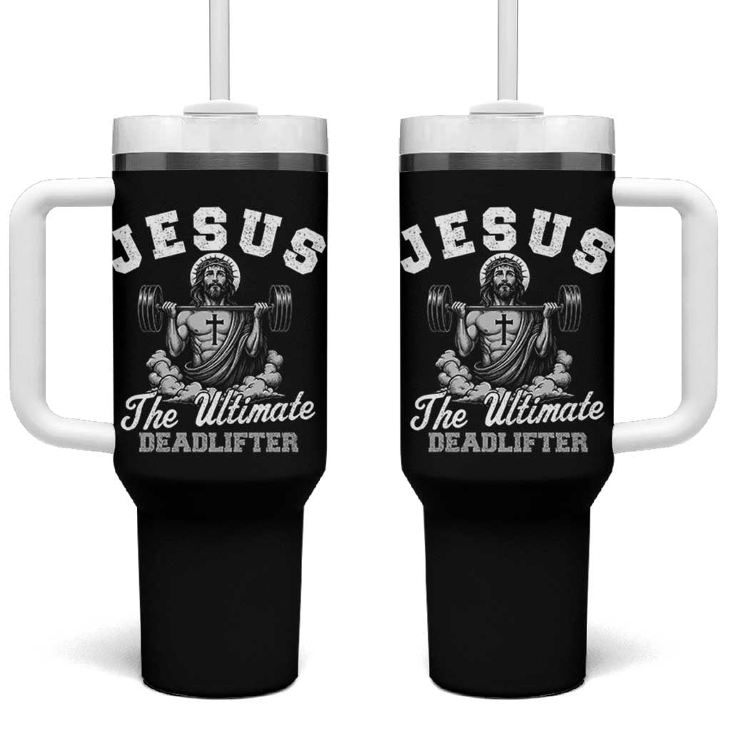 Jesus Deadlifting Tumbler With Handle The Ultimate Deadlifter Christian