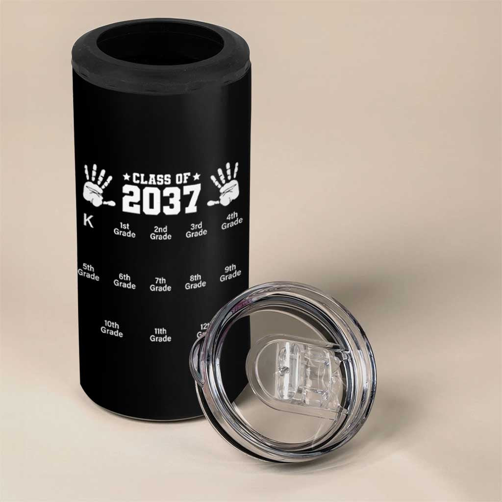 Class of 2037 Grow With Me 4 in 1 Can Cooler Tumbler Handprint K to 12th Grade Graduation - Wonder Print Shop
