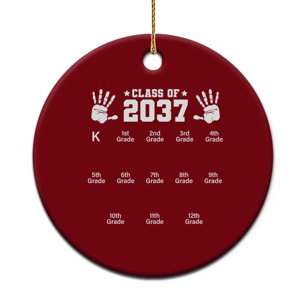 Class of 2037 Grow With Me Ceramic Ornament Handprint K to 12th Grade Graduation - Wonder Print Shop