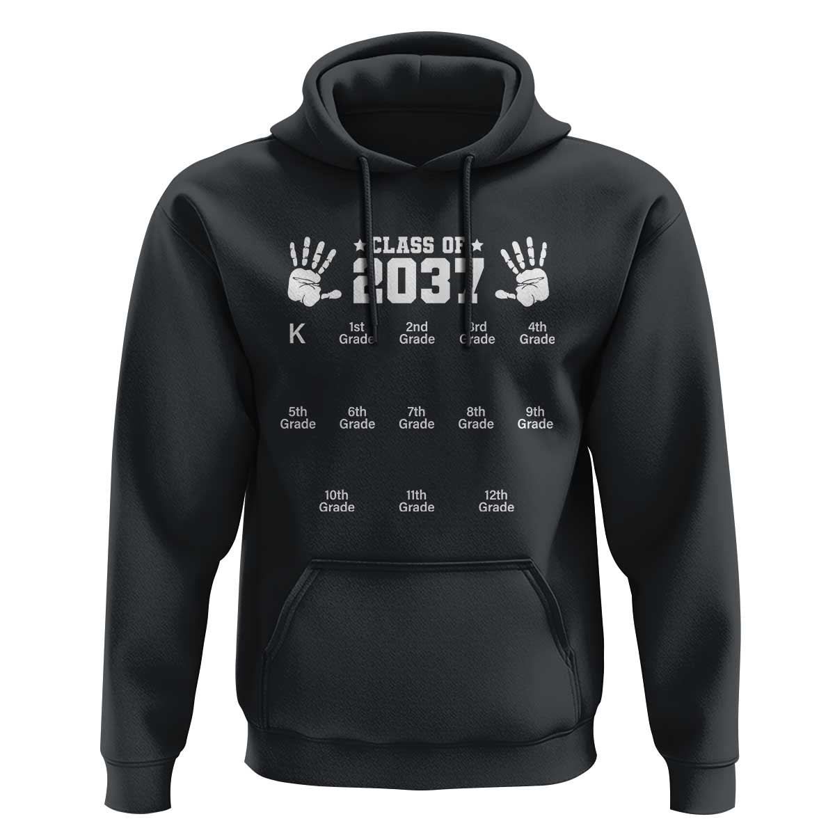 Class of 2037 Grow With Me Hoodie Handprint K to 12th Grade Graduation - Wonder Print Shop
