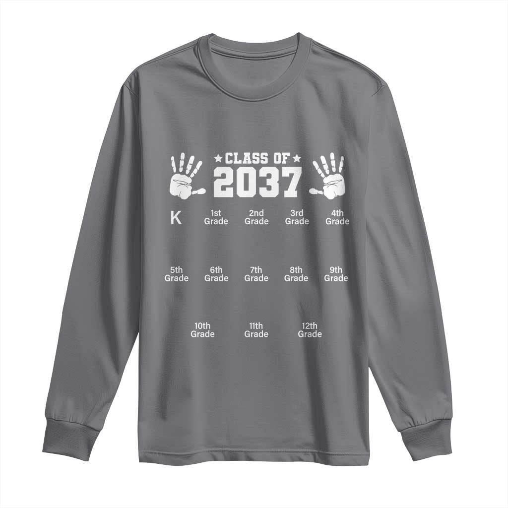 Class of 2037 Grow With Me Long Sleeve Shirt Handprint K to 12th Grade Graduation - Wonder Print Shop