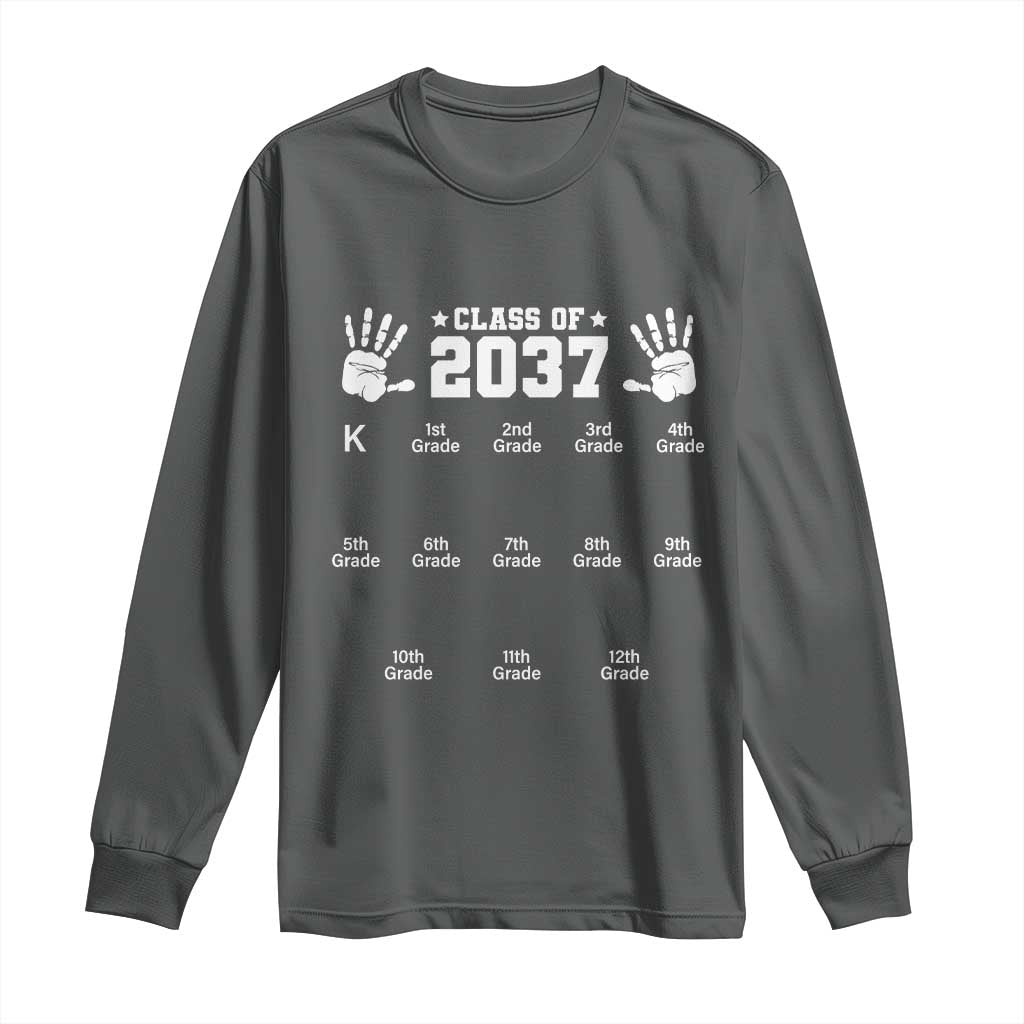Class of 2037 Grow With Me Long Sleeve Shirt Handprint K to 12th Grade Graduation - Wonder Print Shop