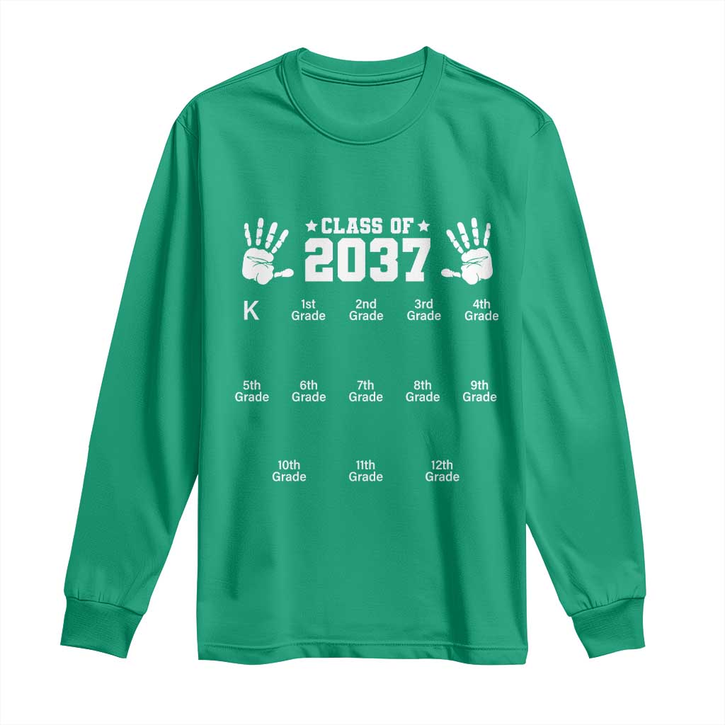 Class of 2037 Grow With Me Long Sleeve Shirt Handprint K to 12th Grade Graduation - Wonder Print Shop