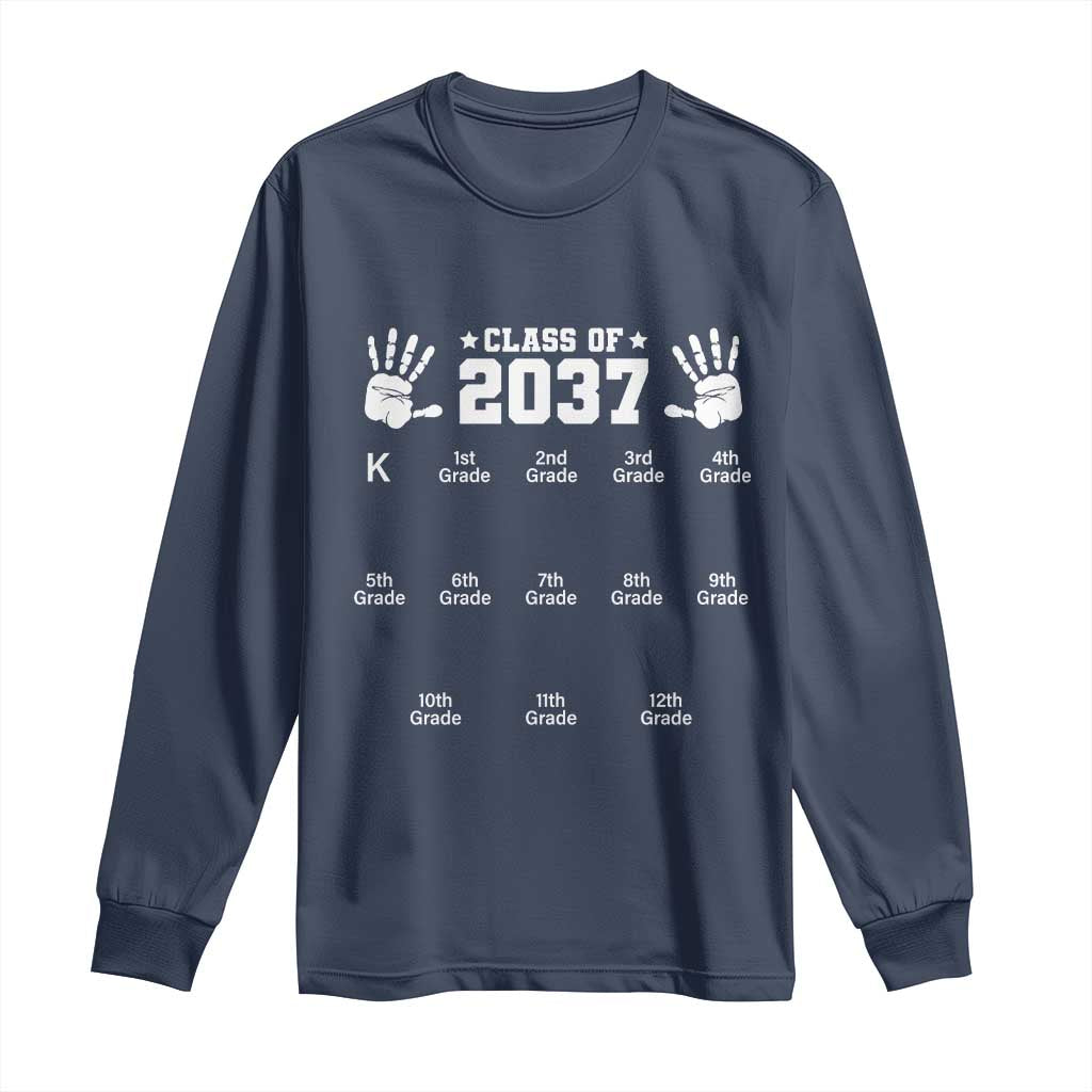 Class of 2037 Grow With Me Long Sleeve Shirt Handprint K to 12th Grade Graduation - Wonder Print Shop