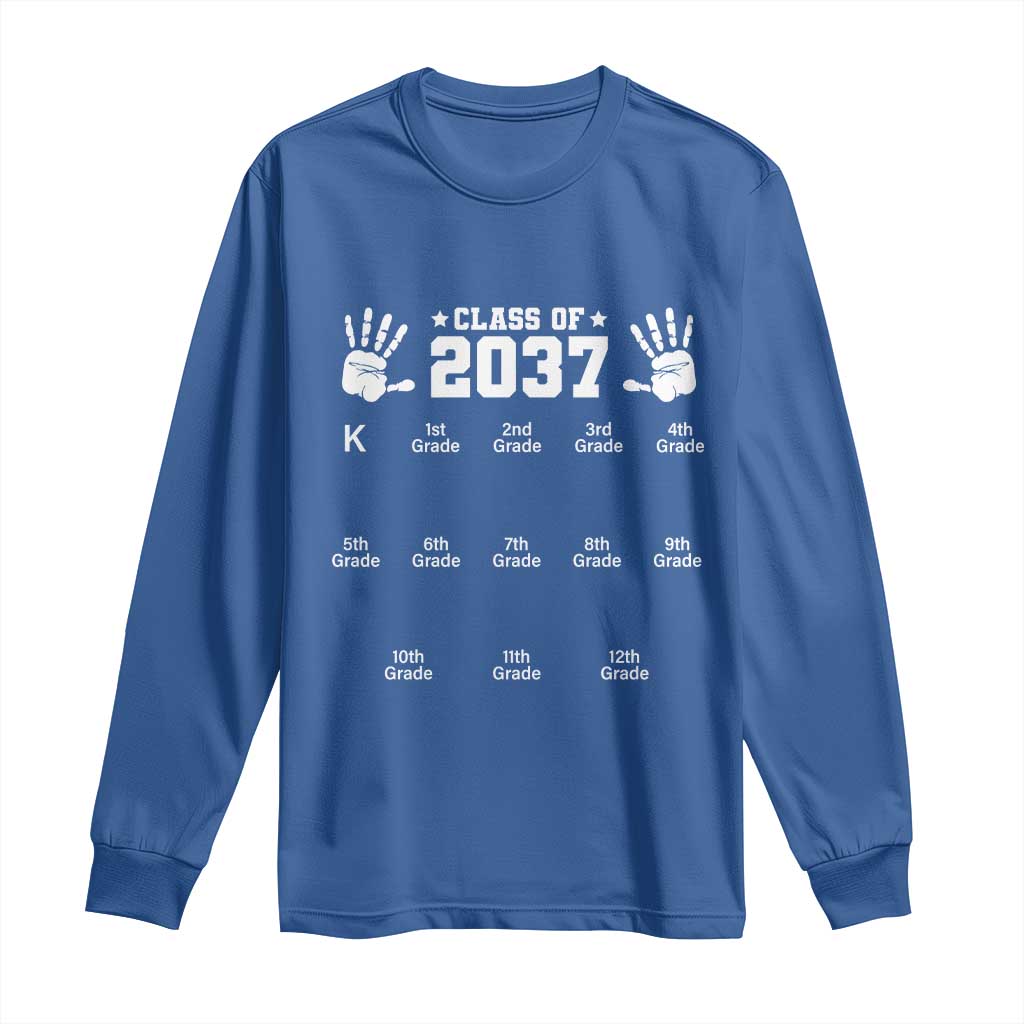 Class of 2037 Grow With Me Long Sleeve Shirt Handprint K to 12th Grade Graduation - Wonder Print Shop