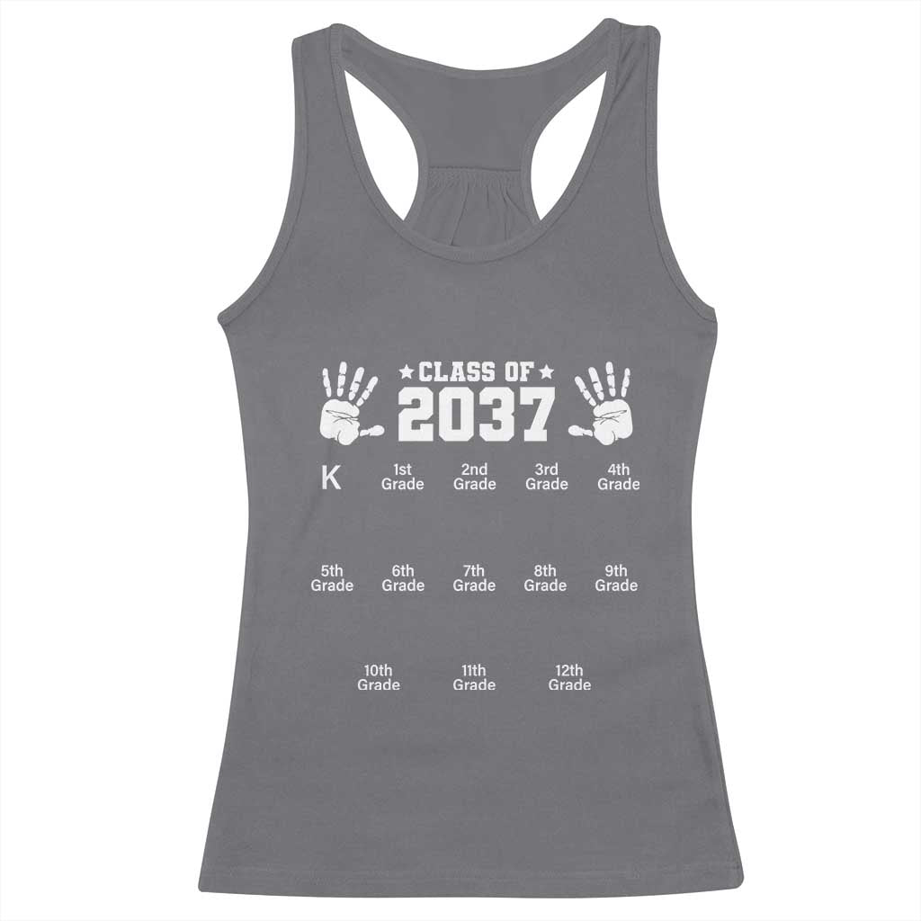 Class of 2037 Grow With Me Racerback Tank Top Handprint K to 12th Grade Graduation - Wonder Print Shop