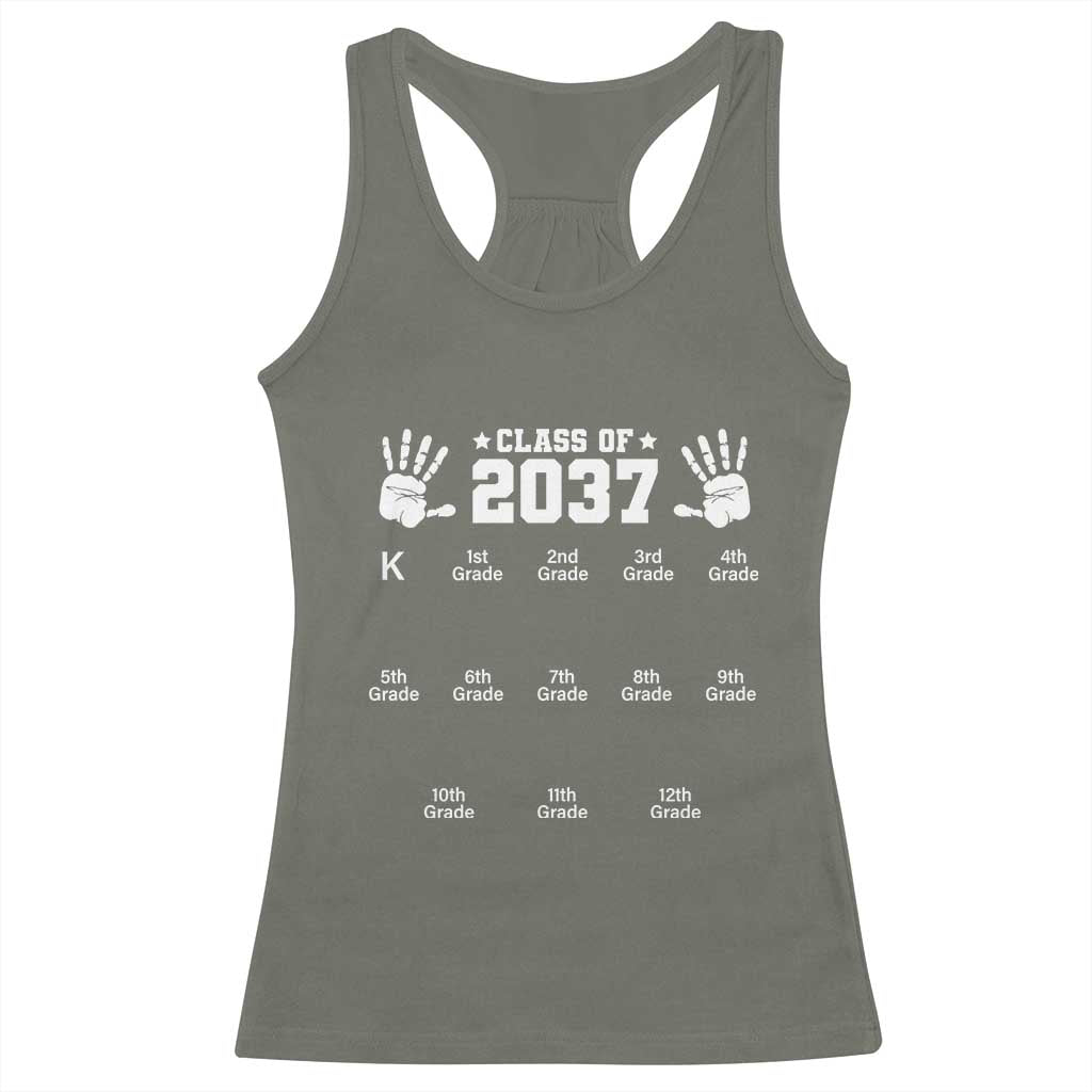 Class of 2037 Grow With Me Racerback Tank Top Handprint K to 12th Grade Graduation - Wonder Print Shop