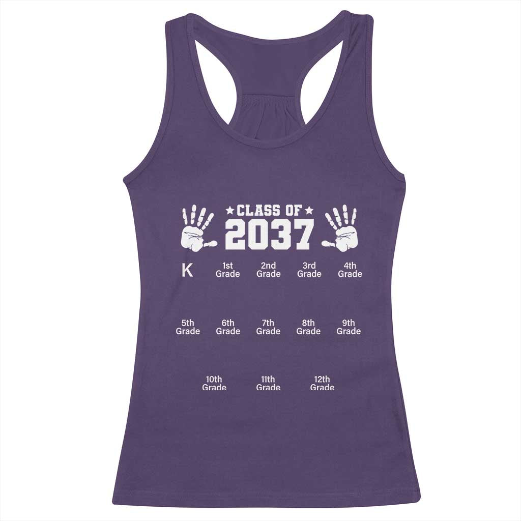 Class of 2037 Grow With Me Racerback Tank Top Handprint K to 12th Grade Graduation - Wonder Print Shop