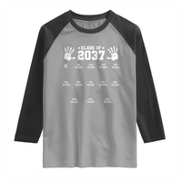 Class of 2037 Grow With Me Raglan Shirt Handprint K to 12th Grade Graduation - Wonder Print Shop