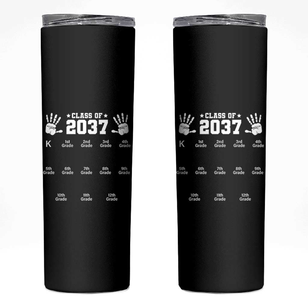 Class of 2037 Grow With Me Skinny Tumbler Handprint K to 12th Grade Graduation - Wonder Print Shop