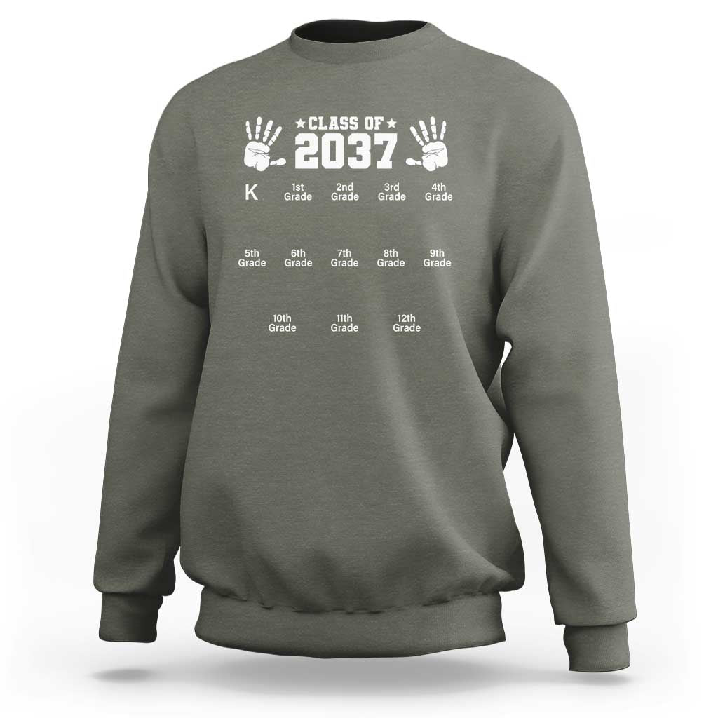 Class of 2037 Grow With Me Sweatshirt Handprint K to 12th Grade Graduation - Wonder Print Shop