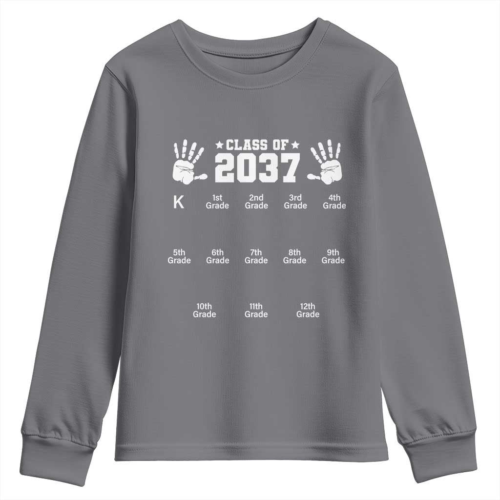 Class of 2037 Grow With Me Youth Sweatshirt Handprint K to 12th Grade Graduation - Wonder Print Shop